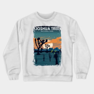 Joshua Tree National Park at Night Vintage Minimal Travel Poster Crewneck Sweatshirt